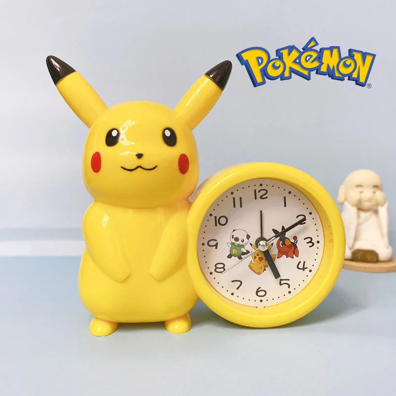 Pokemon Clock Anime Figures Pikachu Catoon Kawaii Model Action Decoration Toy Bambini Alarm Pointer Watch Studente Regalo Per Bambini