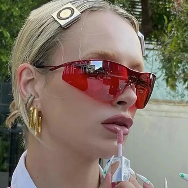 

Hip Hop Punk Style Sunglasses Women Cool Y2K Rimless Woman Sun Glasses Goggle Shape Girls Sunglass