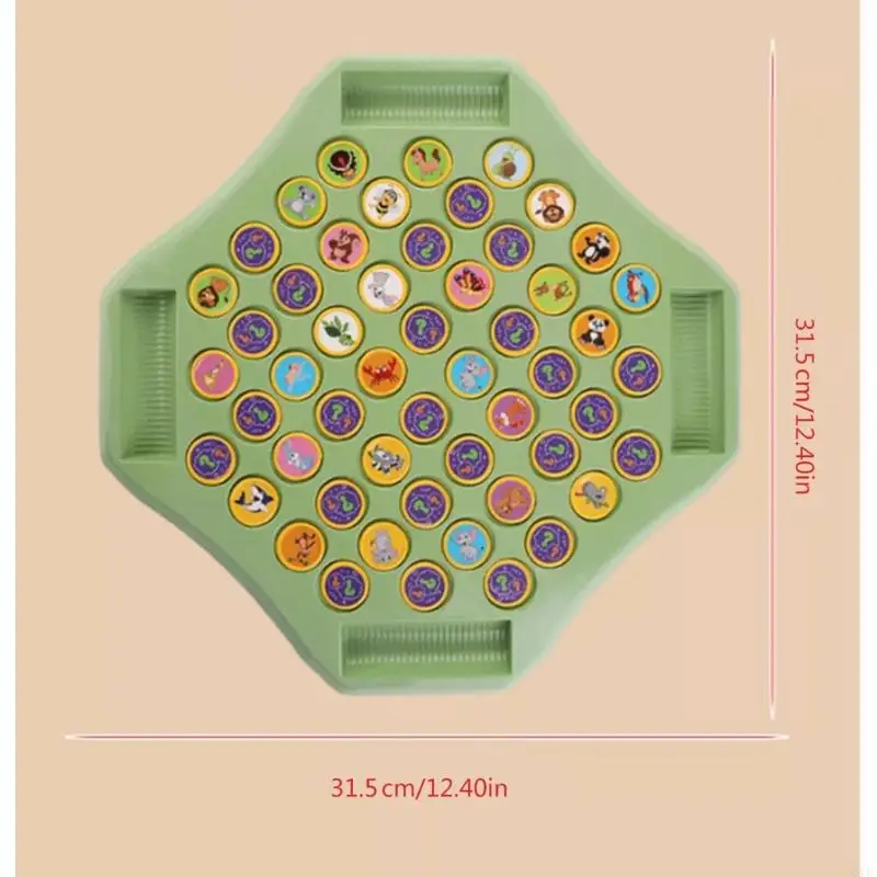 Q84C Animal Fruit Flipping Chess Cognitive Memory Board Game Parent-Child Interactive Toy Memory Chess Over Card Board