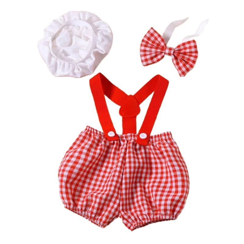 

97BE Baby Photo Clothes Newborns Photography Props Costume Clothing Hat Pants Bow Tie Outfit Set for Infant Baby Supply