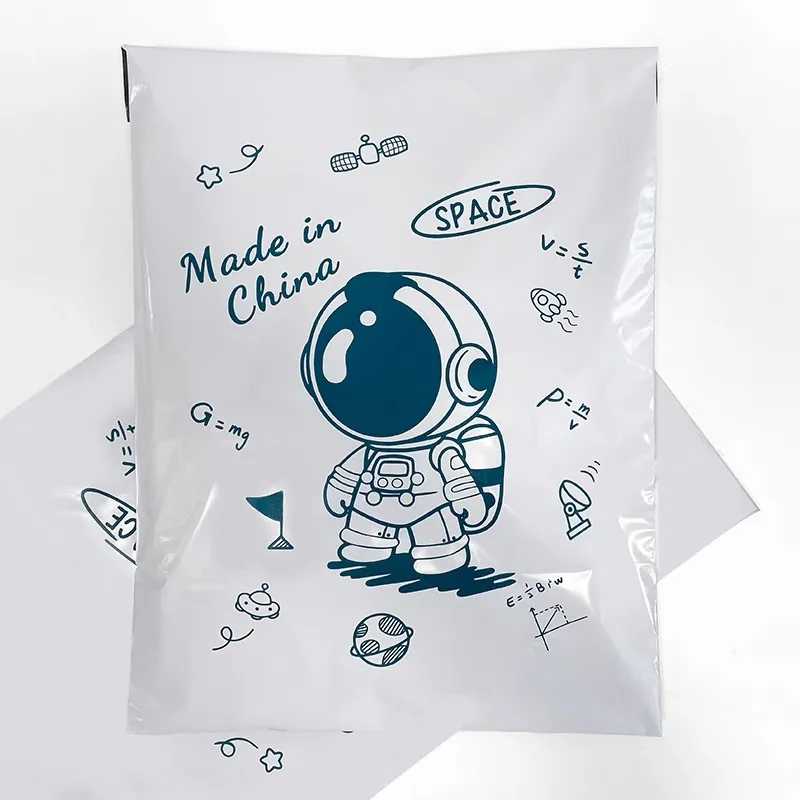 Bolsa de plástico blanca con dibujos de astronautas, sobres de mensajería autosellados, suministros de embalaje, 25x35cm/28x42cm, 10 piezas