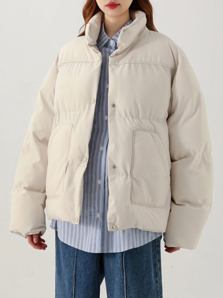 QOERLIN Winter Jacket Women Parkas Thicken Warm Coat Stand Collar Jackets Solid Color Parka Coat Women Fashion New Streetwear