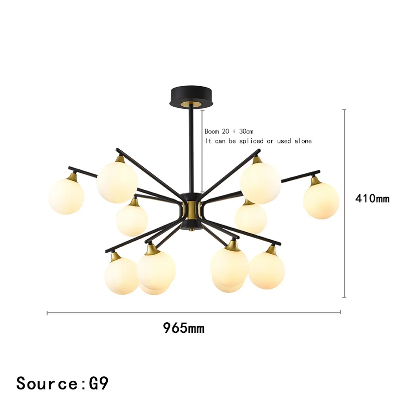 dining room light fixtures Modern light luxury chandelier living room iron glass creative simple bedroom multi-head pendant lamp led chandelier Chandeliers