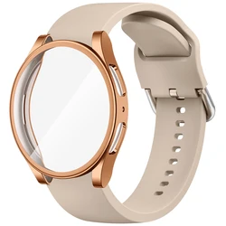 Enhanced Protective TPU Case with Silicone Strap for Galaxy Watch - Premium 40mm/44mm Band and Screen Bumper Cover (Milk Tea)