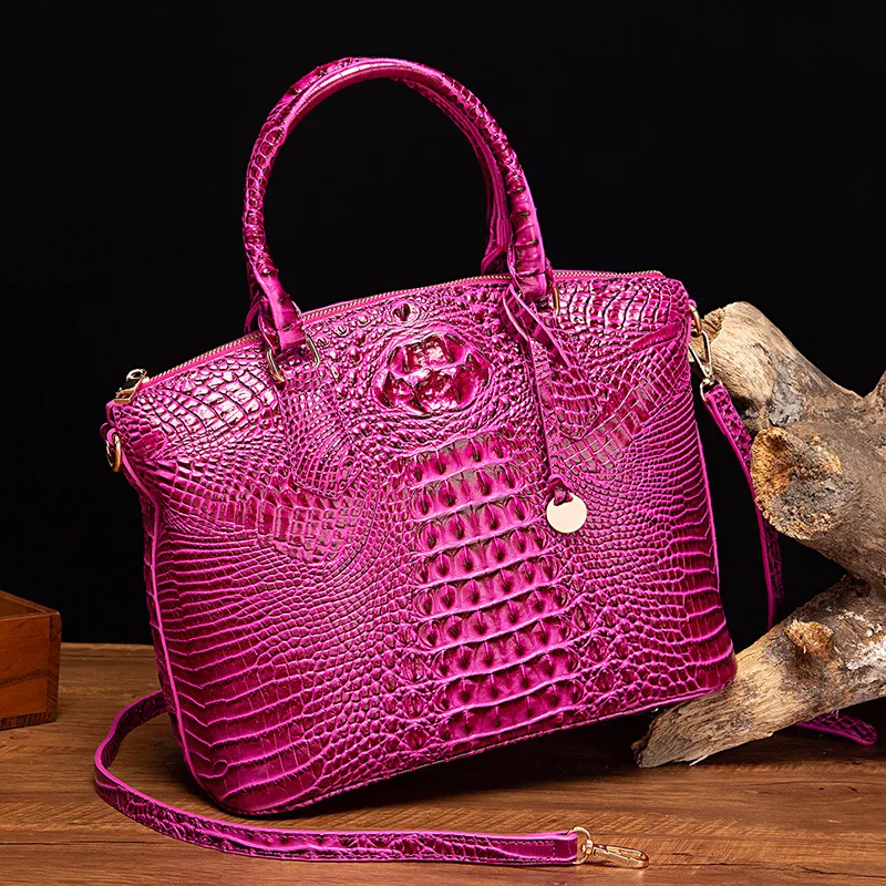 

Leather Gradient Crocodile Pattern Women Handbags Tote Bag Female 2024 V-Shaped Shoudler Messenger Bags Luxury Fashion sac