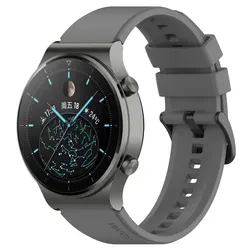 High - Quality 22mm Official Silicone Sport Watchband Strap - Universal Fit - Huawei GT 2 46mm (Gray)