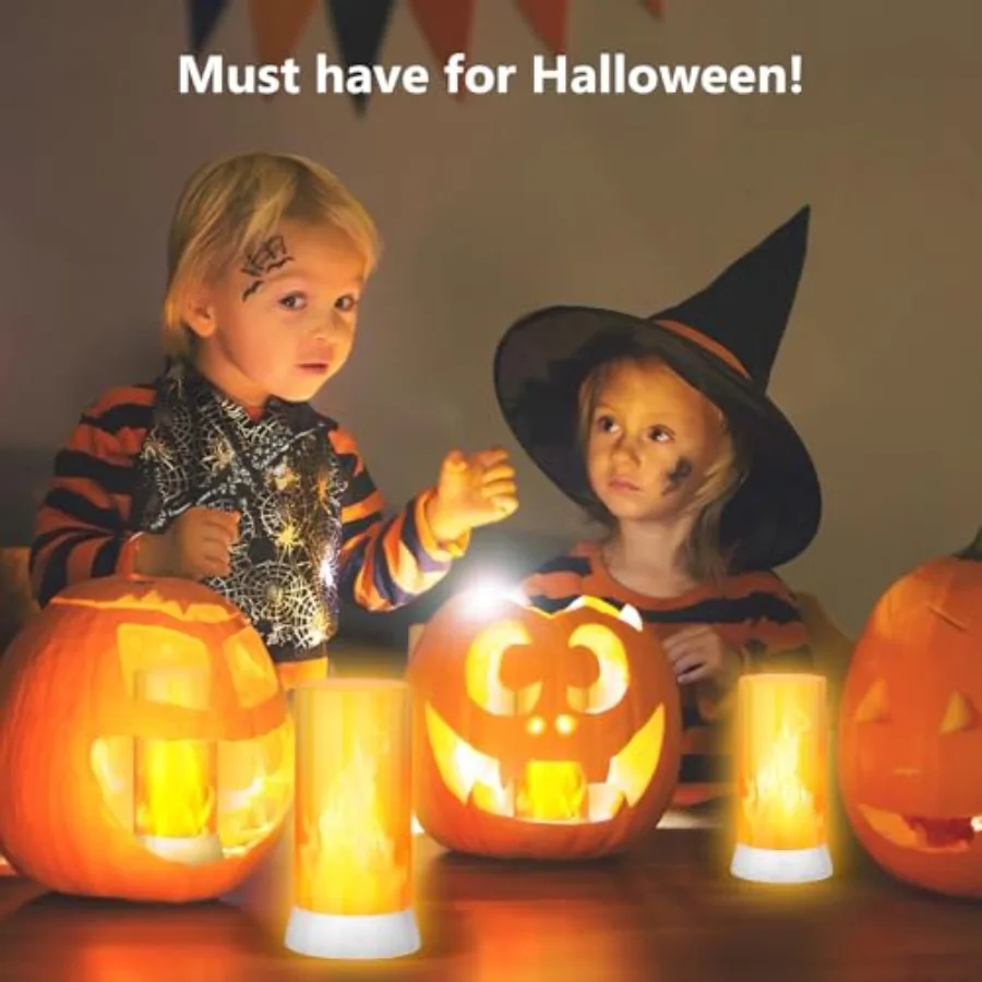 2PCS LED Flame Light USB Rechargeable Flame Lamp with Remote Timer Waterproof Dimmable Flameless Candles Light for Home Party G