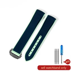 Omega Joint Swatch Planet Series Arc Interface Woven Silicone Black Gray Unisex Watchband - 20mm Rubber Strap Accessory - 20mm (Blue Green - BK - Z3)