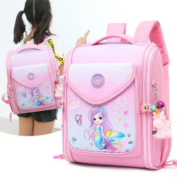 3D Orthopedic School Backpacks For Girls Cartoon Mermaid Waterproof Primary School Bags Kids Satchel Knapsack Mochila Escolar 1