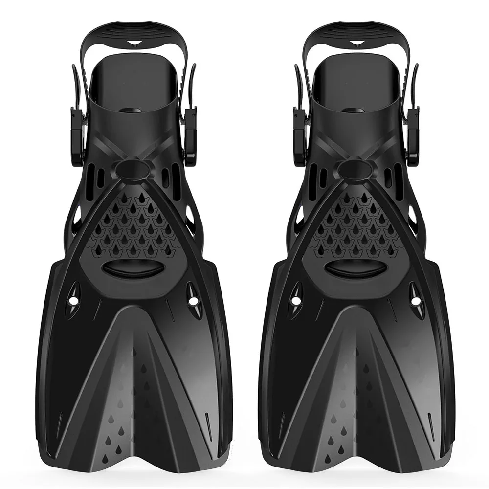 Adjustable Short Snorkel Foot Swimming Flippers Fins Beginner Water Sports Equipment Portable Diving Flippers Men Women 2
