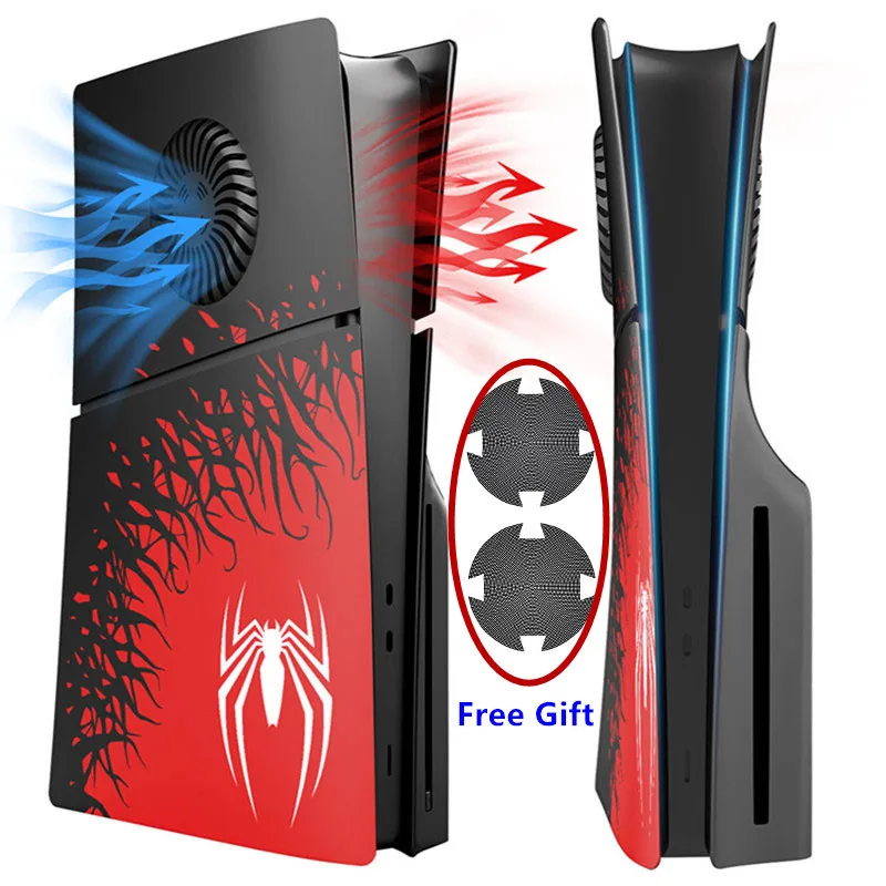 Premium Abs Sostituisci Shell Cover Hard Case Faceplate Con Prese D'Aria Di Raffreddamento Per Ps5 Slim Playstation 5 Slim Disc Edition Spider Style