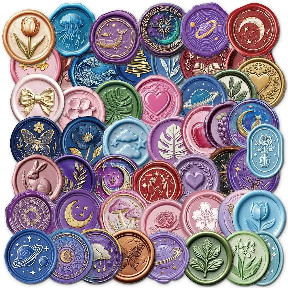 레트로 화염 씰 스티커 장 PET 소재 휴대폰 스크랩북킹 데칼 높은 미적 가치 봉투 장식