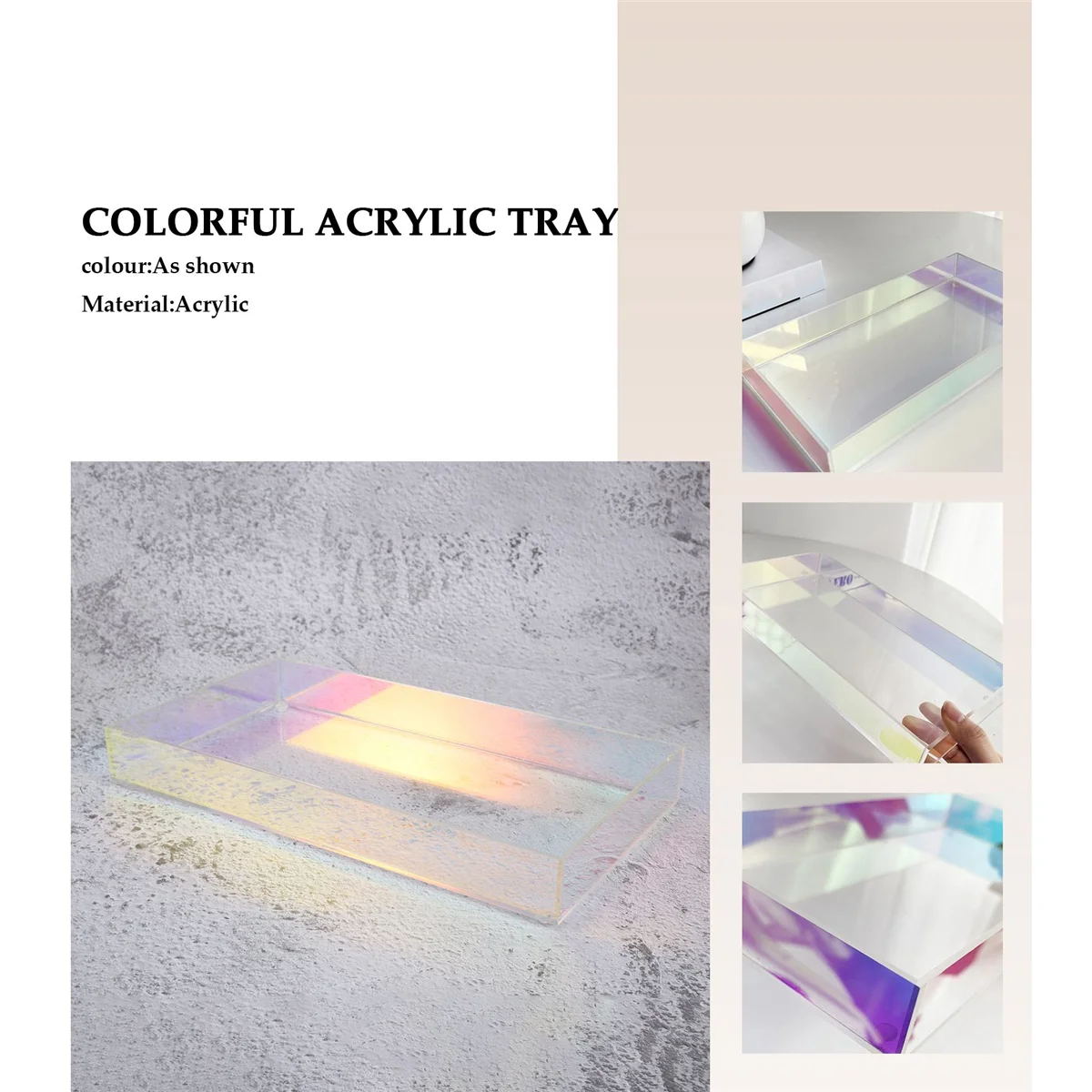 아크릴 투명 물컵 트레이, 찻잔 쥬얼리 보관 트레이, 창의적인 심플 컬러 디저트 장식 트레이