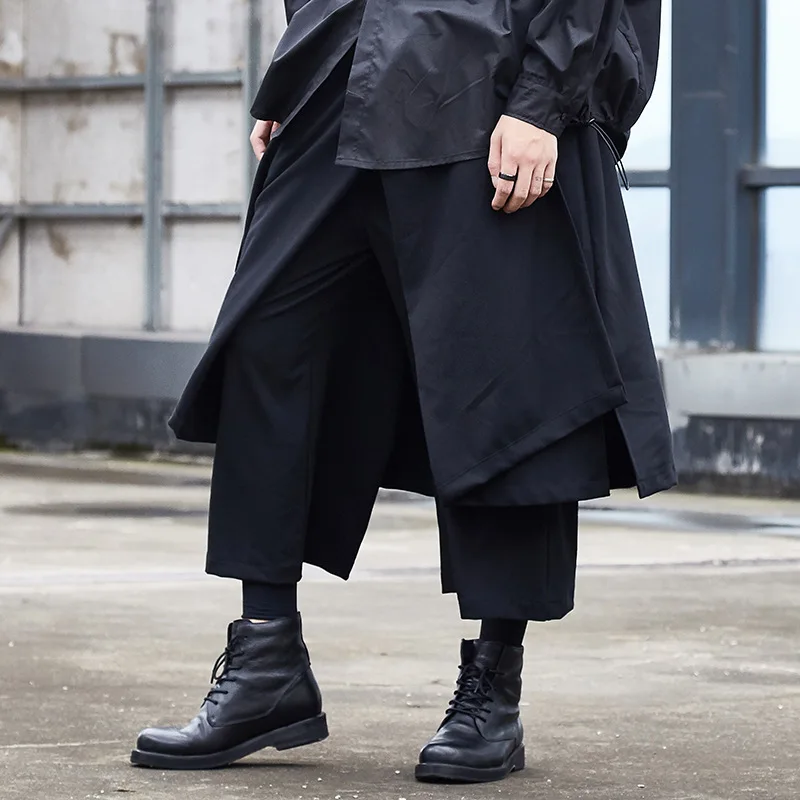 

Men's Wide Leg Pants Spring And Autumn New Hair Stylist Nightclub Singer Personality Splicing Casual Wide Leg Pants