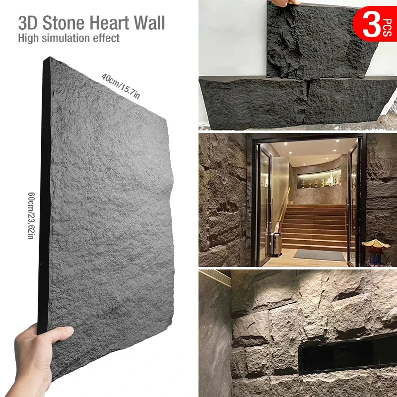 60x40 ซม.จําลองหิน 3D สติ๊กเกอร์ติดผนังหินอิฐวอลล์เปเปอร์กําแพงห้องนั่งเล่น rhombus 3D ผนังแม่พิมพ์กระเบื้อง 1