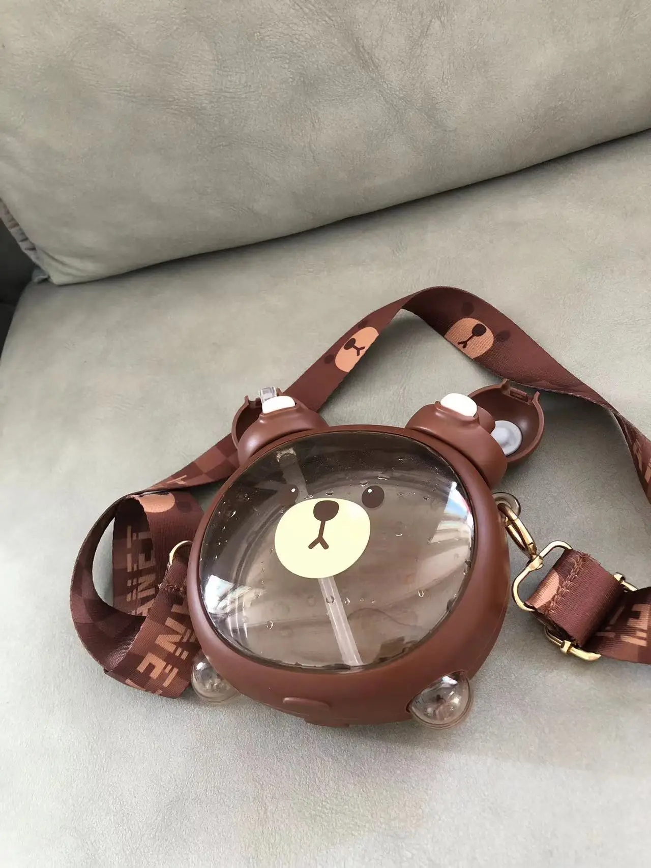 Cute Cartoon Bear Water Cup Straw Type Direct Drinking Bottle With Straw Travel Mug Kawaii Kids Tumbler Sport Drink Kettle 750Ml