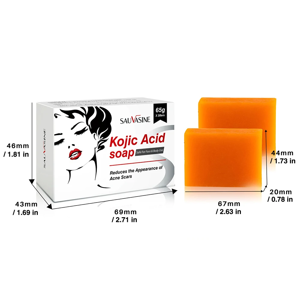 2pcs/pack Handmade Whitening Soap Skin Care Deep Cleaning Moisturizing Cleansing Essential Temperate Brighten Kojic Acid Soap 6