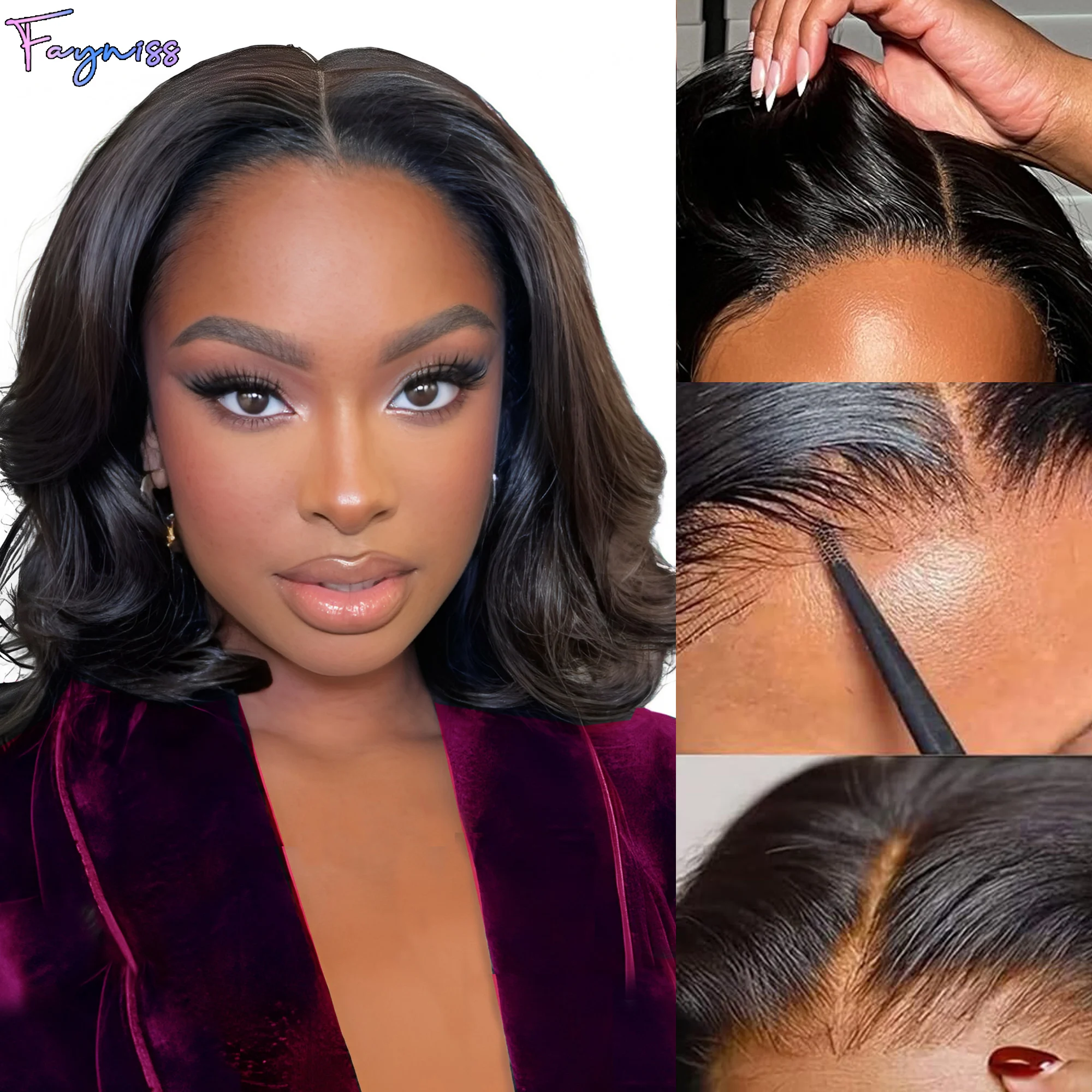 250% Density Body Wave Wear And Go Glueless Human Hair Wigs Bob Wigs For Women Ready To Wear Pre Cut Lace Front Wig Human Hair human hair wigs