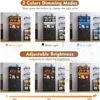 LED Kitchen Pantry Cabinet with Outlets, Farmhouse Storage Cabinet with Drawers & Adjustable Shelves, Cupboard with Pegboard and 5