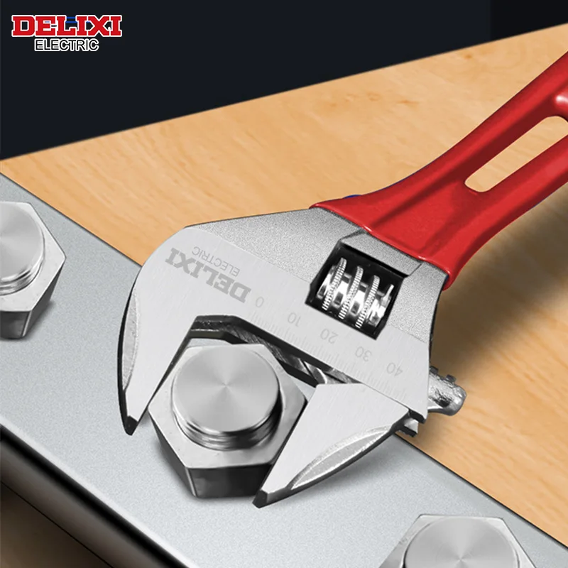 DELIXI ELECTRIC Short Handle Wrench，Big Opening Ratchet Wheel Adjustable Bathroom Wrench，for MaintainingBathroomPiping Facilitie 4