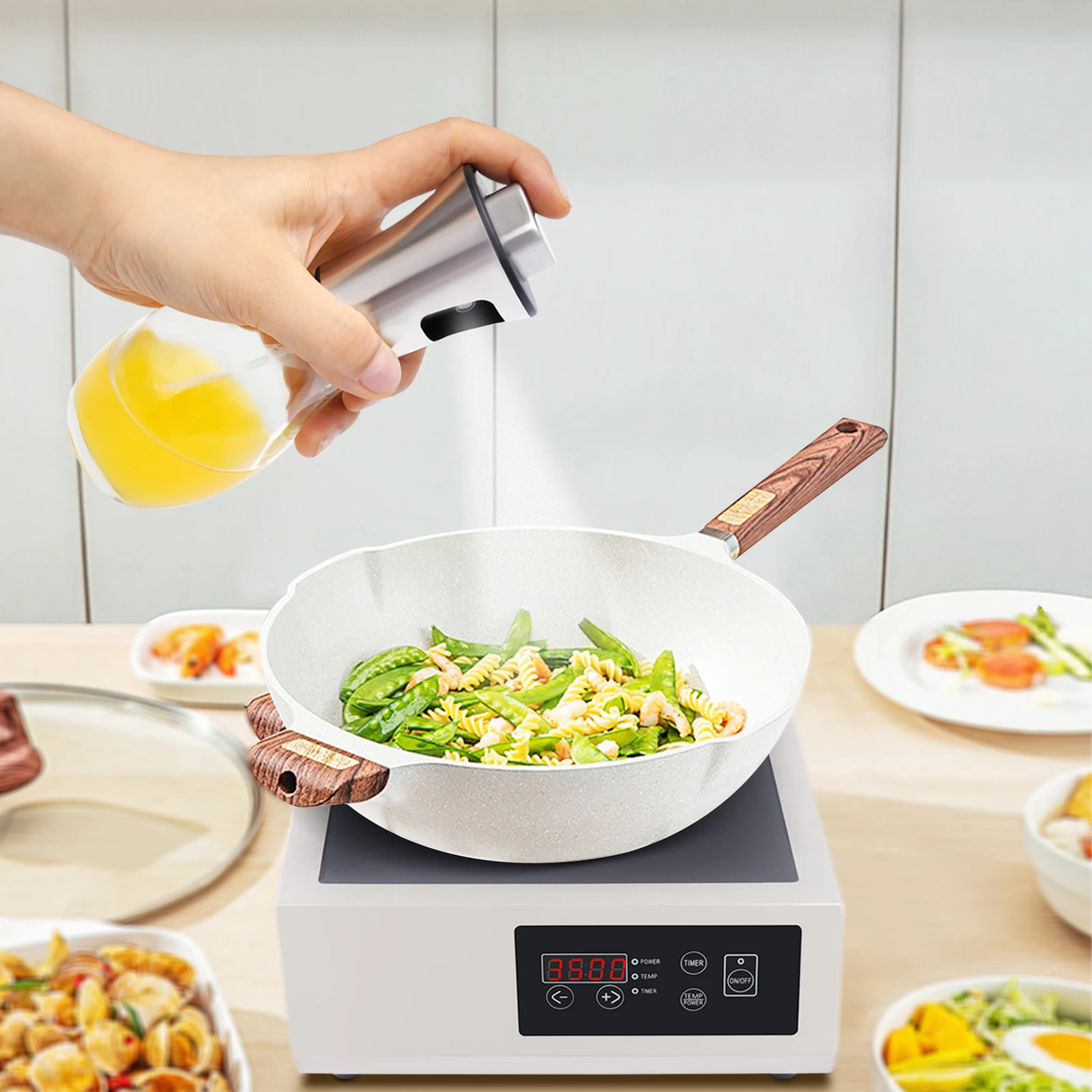 

Oil Sprayer for Cooking, 200ml Olive Oil Sprayer Mister, Portable Oil Spray Bottle with Brush Funnel for Baking, BBQ, Salad