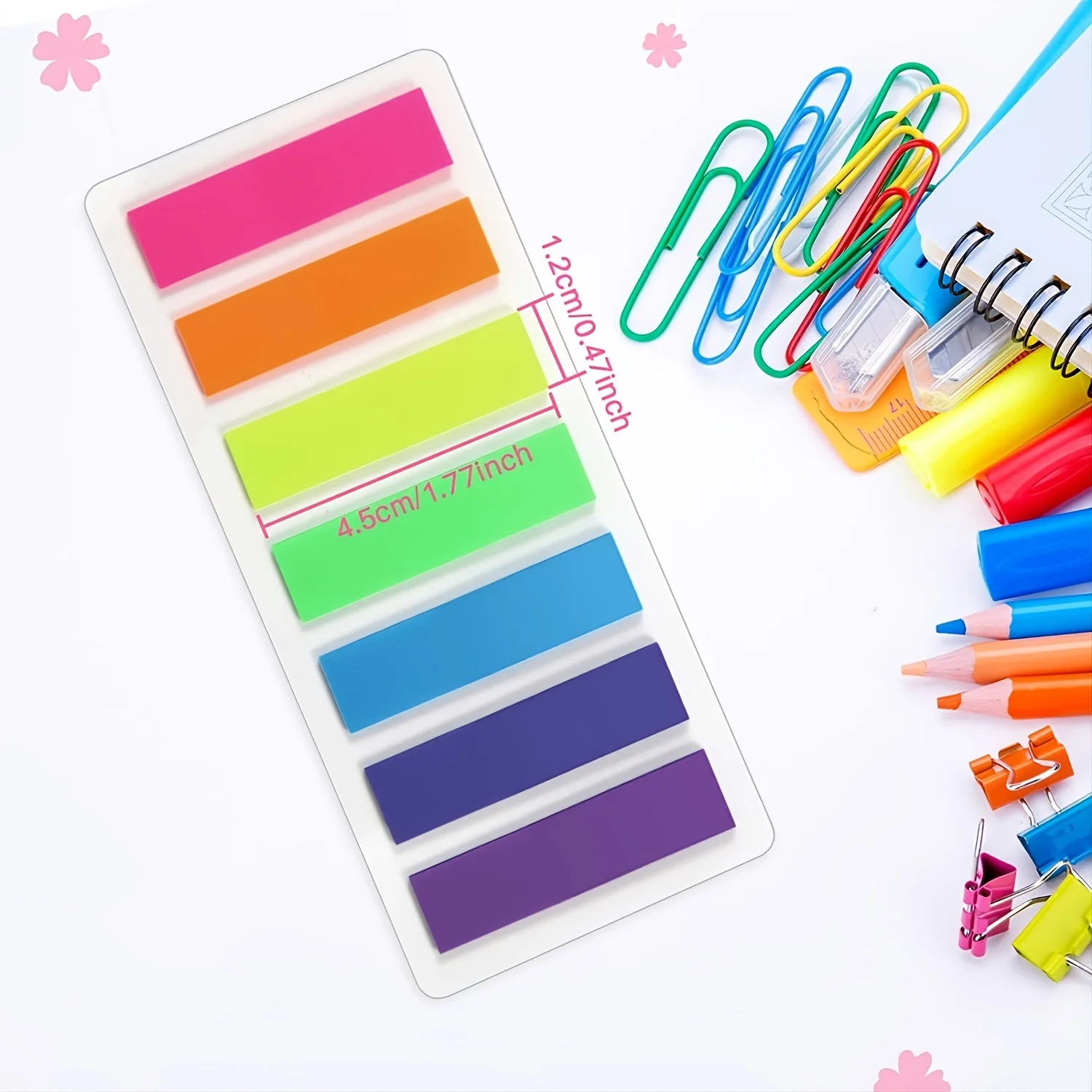 140 Pcs Sticky Notes Flags 7 Color Tabs Index Flag Bright Colors Page Index Stickers Translucent Page Makers for Page Bookmarks - 5