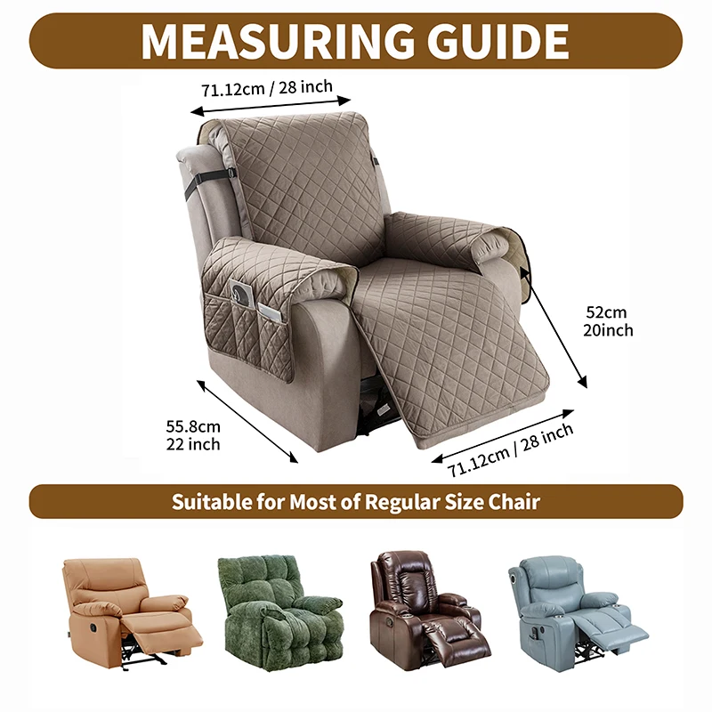 1 Seater Waterproof Quilted Anti-wear recliner sofa covers Pet Dog  Sofa Mat Solid Color Sofa Covers 2
