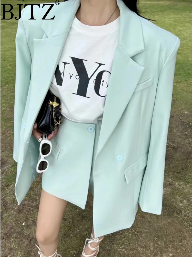 

BJTZ Versatile Loose Slimming Candy Colored Blazer Jacket+high Waisted Skirt 2-piece Set For Women Clothing 2024 Spring New HL19