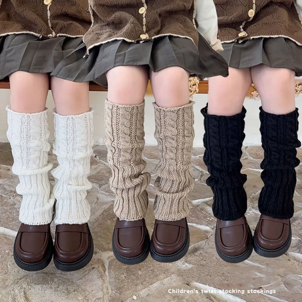 

Children Leg Warmers Lolitas Twist Knitted Socks Baby Girls Warm Foot Cover Cute Sweet Ballet Guards Socks Long Stockings