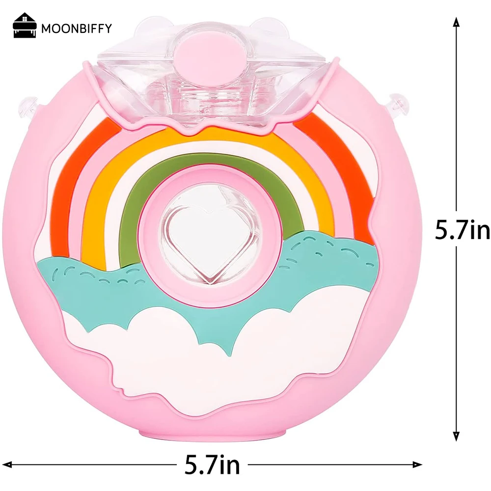 380ml Donut Wasserflasche mit Strohhalm für Kinder, Bpa Free