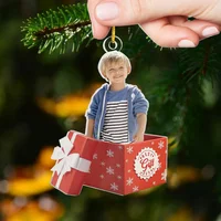 1pc 2D Custom Photo Ornament Personalized Acrylic Hanging Decor Car Accessories Christmas Tree Decoration Gift for Couple Family