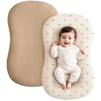 Housse de chaise longue en mousseline de coton pour bébé, 2 pièces, housse de nid pour nouveau-né, douce et respirante, pour nourrissons filles et garçons 2