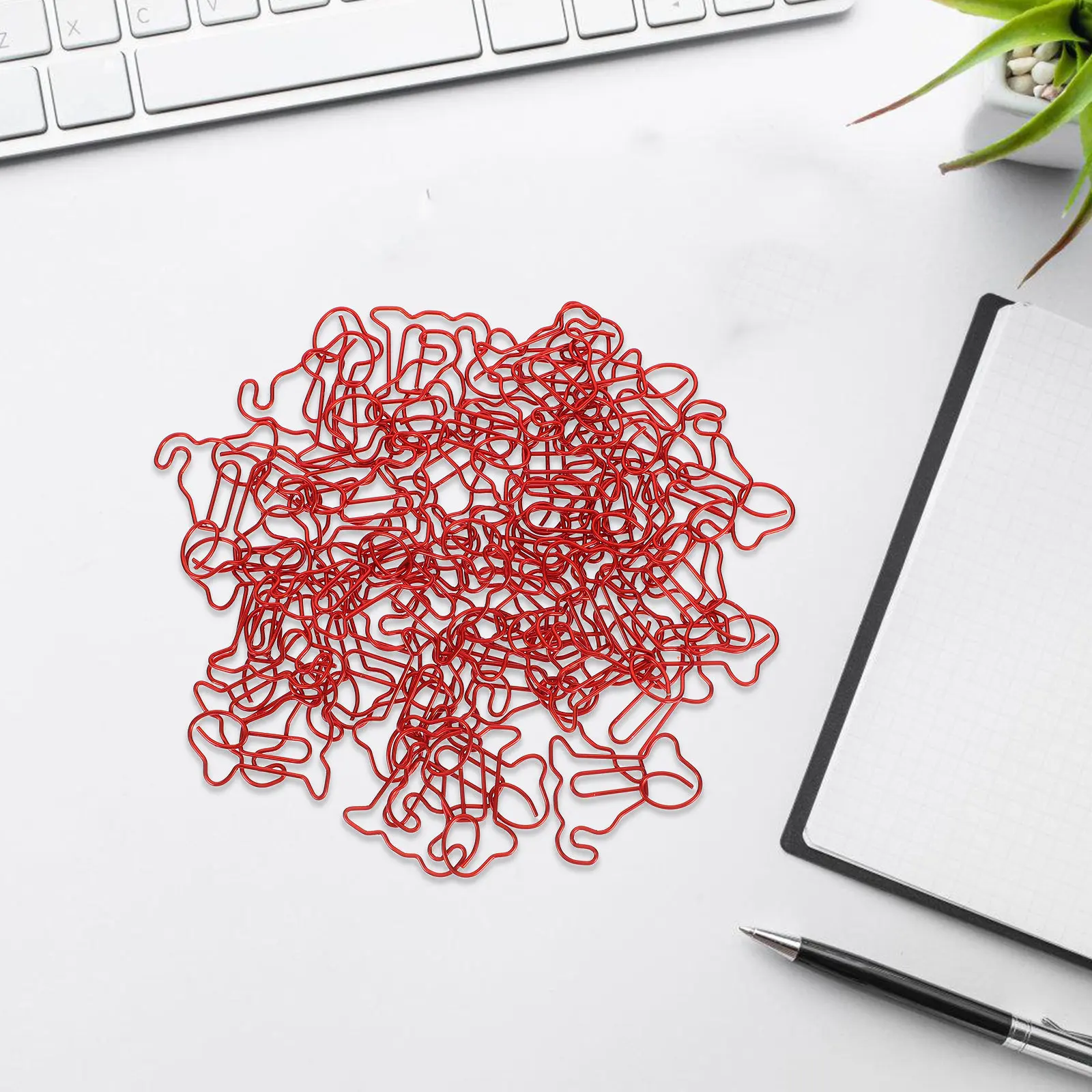 50Pcs 개 모양의 종이 클립 귀여운 동물 책갈피 클립 금속 종이 클립 사무실 홈 학교를위한 다기능 장식