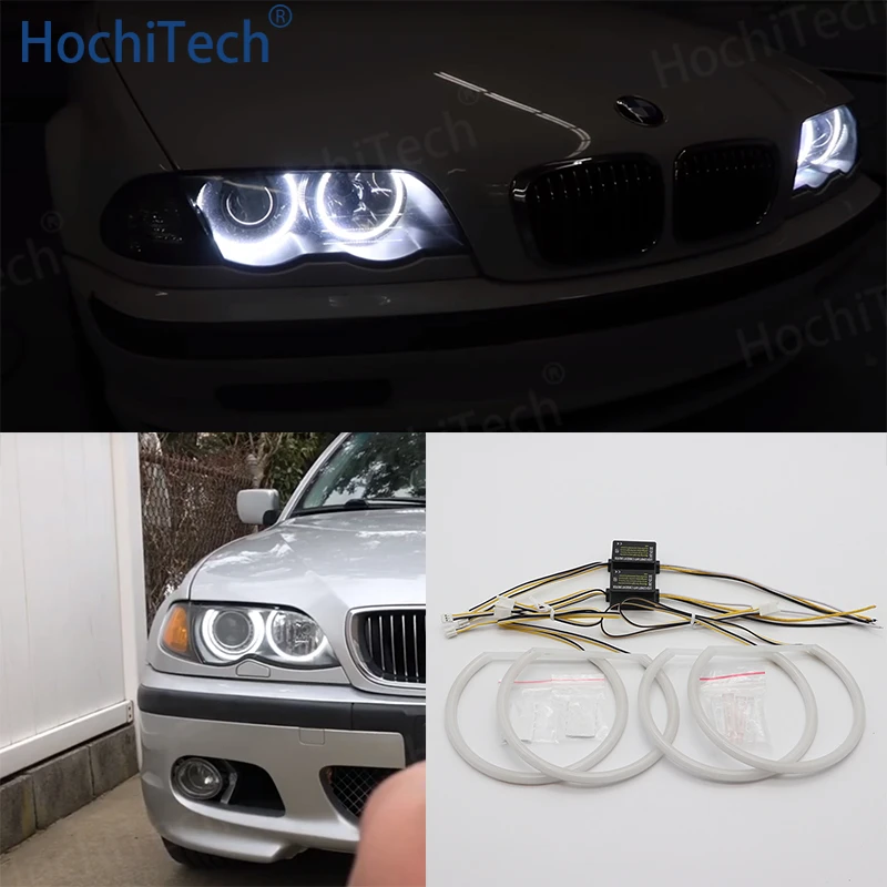 

Хлопковая светодиодная фара Angel Eyes Halo Ring для BMW 3 серии E46 седан универсал купе компактный 1998-2005