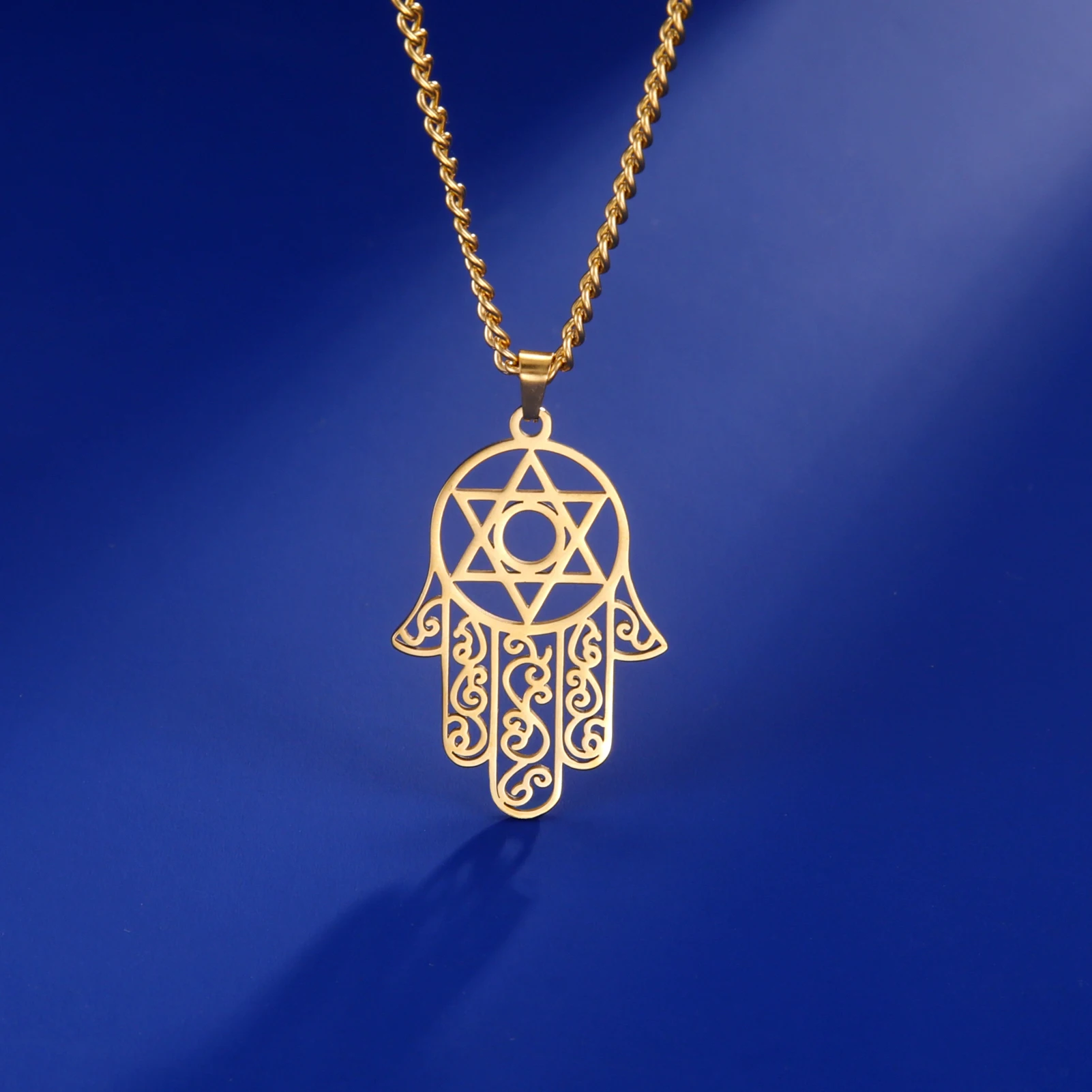 שרשרת חמסה עם מגן דוד לגברים ולנשים – זהב