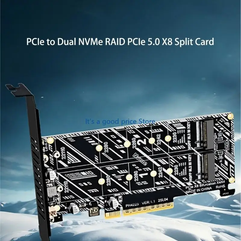 M.2 장치 어댑터 카드 데이터 이동을 위한 NVME 스토리지 PCIE 5.0 분리기 2개