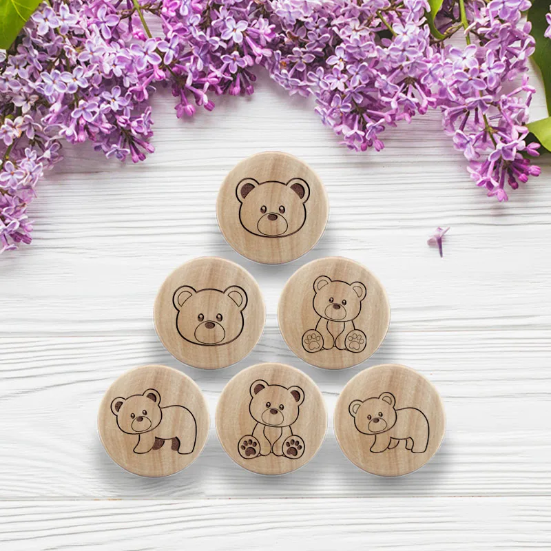 Simpatico Orsetto Con Manopola Incisa In Legno Boho Nursery Drawer Pull Pomello Per Porta Rustico Nature Wood Cabinet Tira Maniglie Per Mobili