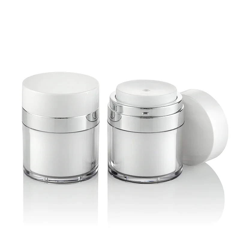 Moisturizer jar 15G 30G 50G cosmetic jar acrylic cream refillable cans vacuum bottle press style cream jar vials airless cosmetic container