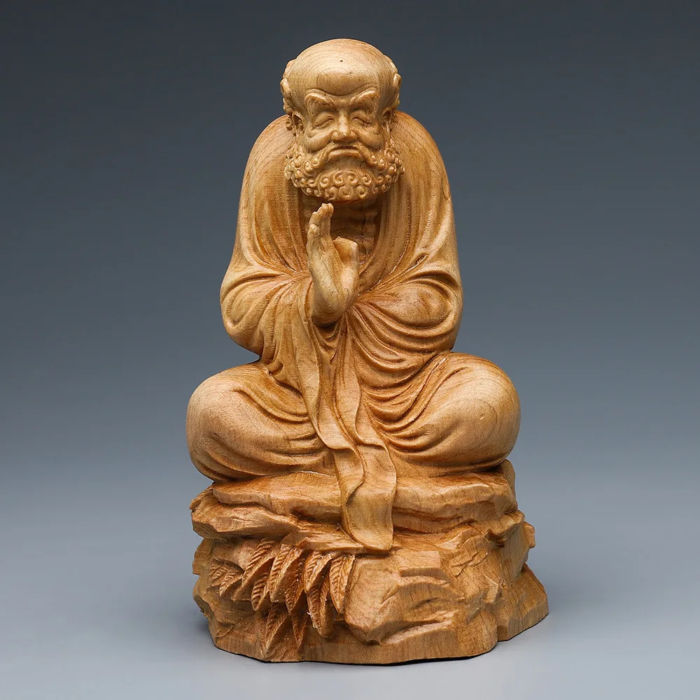 

Деревянная резьба Yabai Dharma Zen master, домашнее украшение для гостиной, домашнее поклонение, фигурки фэн-шуй, ремесла Будды
