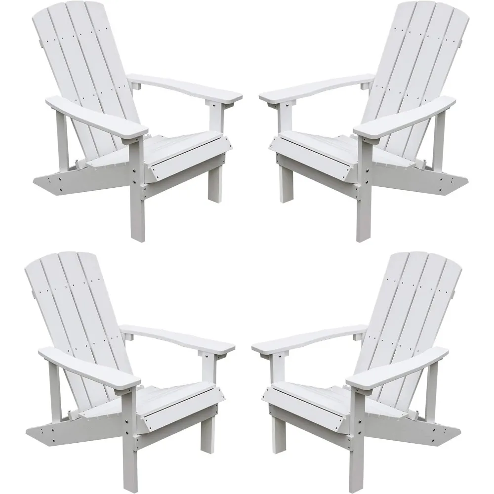 

Beach Chair Adirondack Chairs Set of 4 All Weather Resistant Modern Poly Lumber Fire Pit Chairs Camping Foldable Living Room