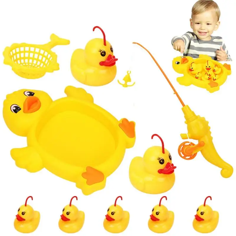 

Kids Fishing Bath Toy Duck Fishing Toys 1 Pole and 7 Ducks Indoor Carnival Party Water Table Fish Toys for Kids Toddler Water To