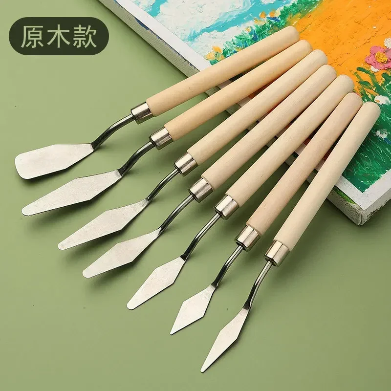 Oil painting knife 7Pcs stainless steel oil painting palette knife artist spatula art scraper tool cake baking supplies