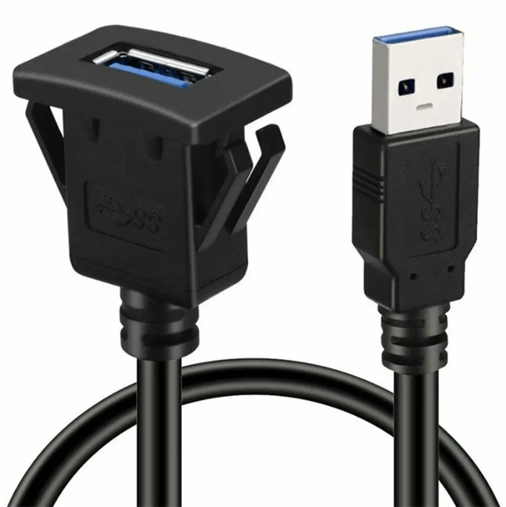 

3 фута 1 м с пряжкой для грузовика квадратная панель утопленное крепление USB 3,0 Удлинительный кабель для приборной панели автомобиля