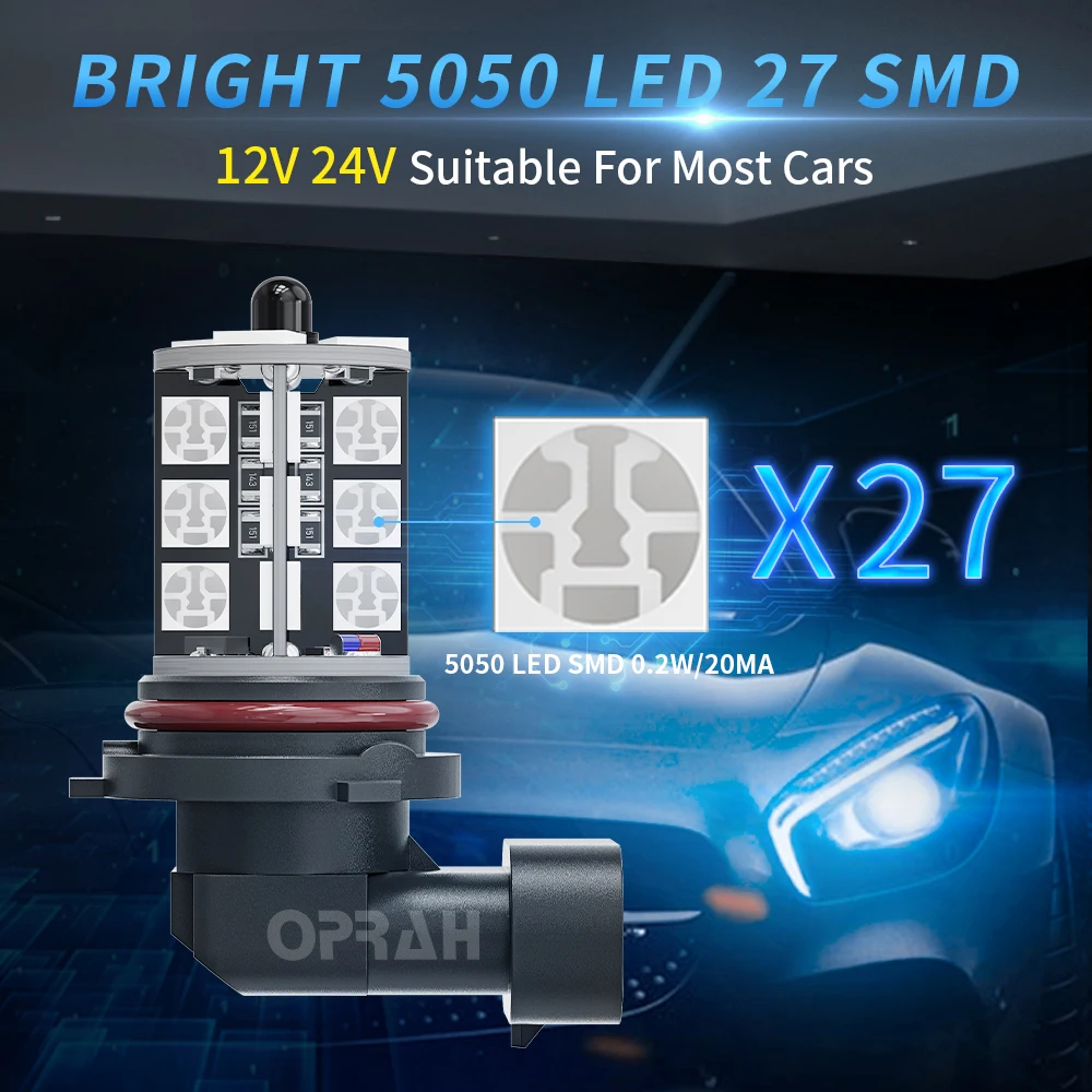 구아순 2개 자동차 안개등 RGB H1 H3 H7 880 881 9005 HB3 5050 전구 12V LED 자동차 액세서리 자동차 주행 헤드라이트