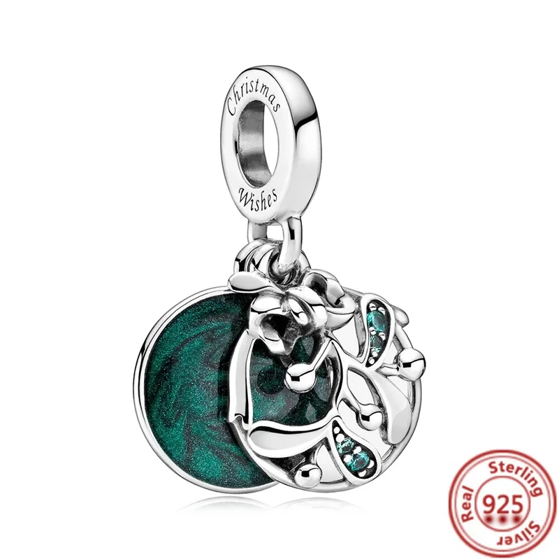 Pendentif fleur pomme en argent regardé 925 pour femme, perles de famille, convient au bracelet à breloques Pandora original, bijoux à bricoler soi-même, cadeau, nouveau, 925