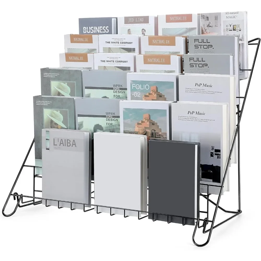 6 Tiered Book Display Rack Wire CD Display Rack Book SigningTabletop Magazine Countertop Holder Retail Literature Brochures 6