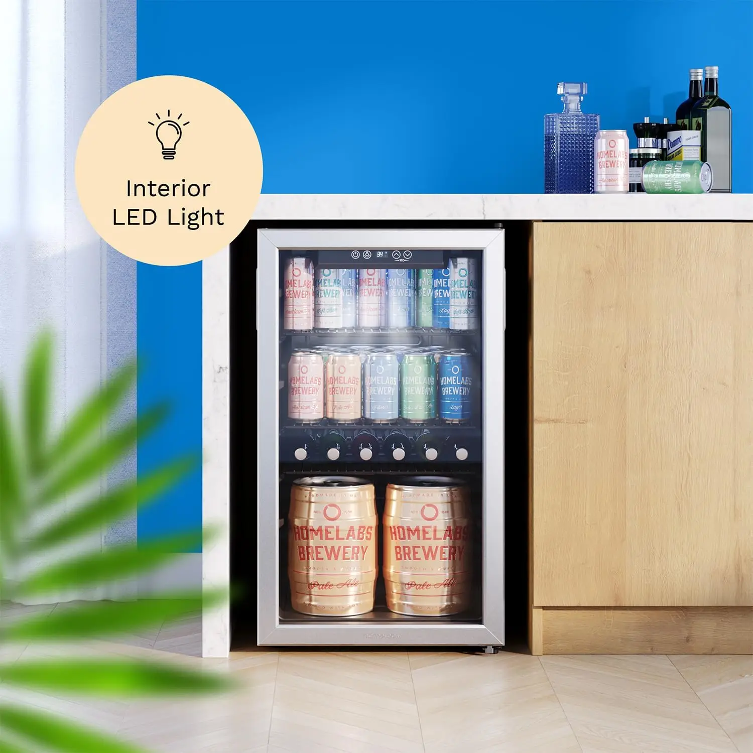 Beverage Refrigerator and Cooler - 120 Can Mini Fridge with Glass Door for Soda Beer or Wine - Small Drink Dispenser Machine for 5