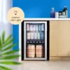 Beverage Refrigerator and Cooler - 120 Can Mini Fridge with Glass Door for Soda Beer or Wine - Small Drink Dispenser Machine for 5
