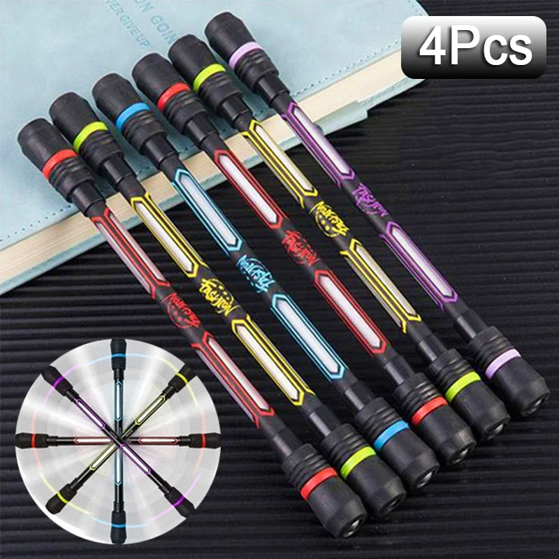 4-1Pcs Creative Spinning Pen Spinner Toy Adult Kids Stress Relieve Rotating Gel Pens Anti-slip Hand Spinner Student Stationary