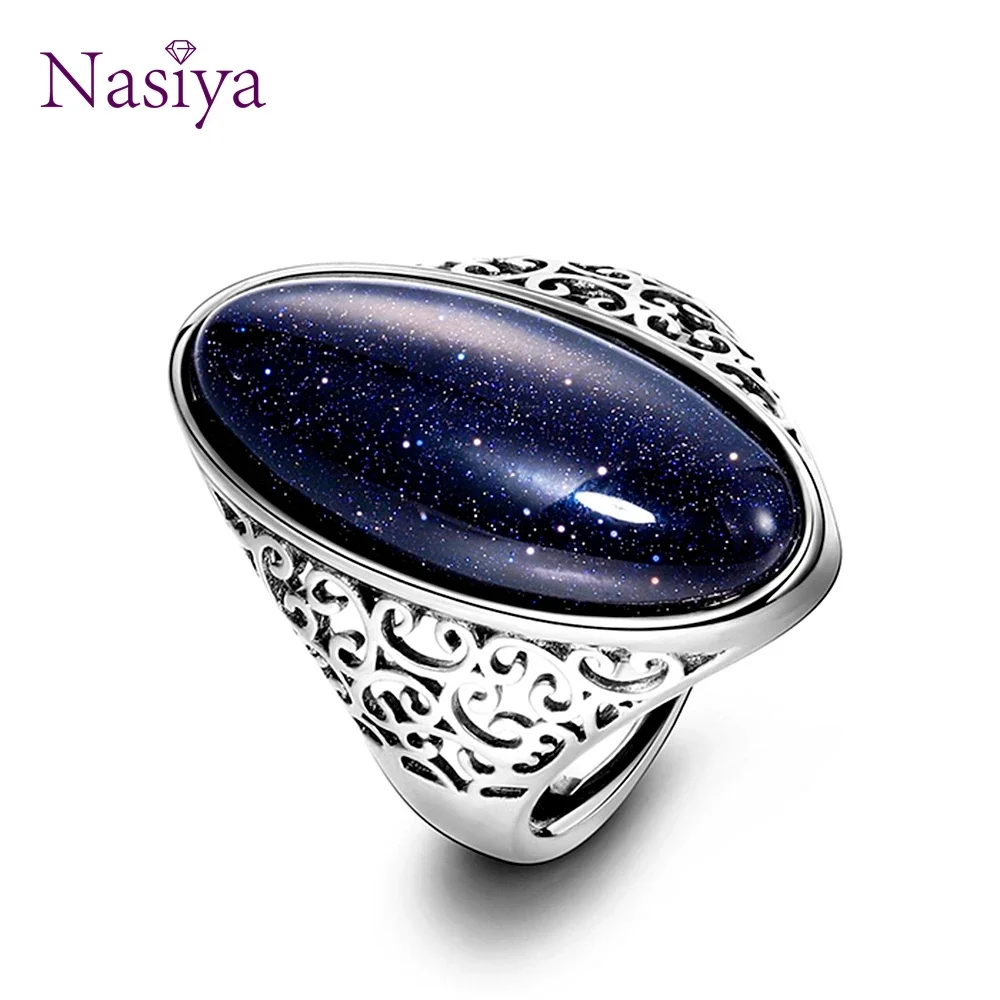 Silver Rings Silver Ring Wedding Rings Women's Ring Silver Jewelry Vintage Blue Sand Hollow Elegant Ring Gift Party Wedding